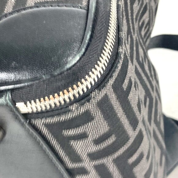 FENDI Black Leather Zucca Backpack - Picture 7 of 16